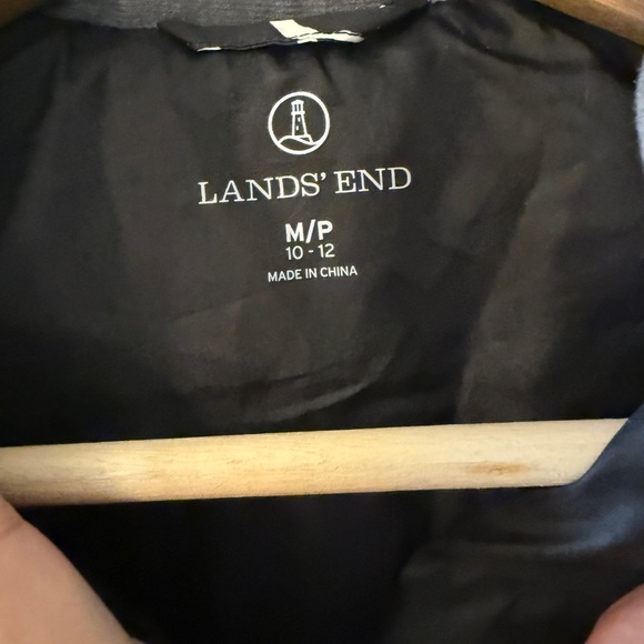 Lands' End Black and White Patterned puffer vest size 10-12 - Picture 2 of 8